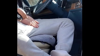 Hippie Having Fun In The Car Out In Public free video