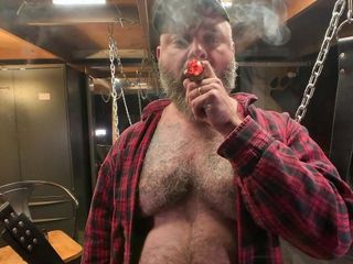 Daddy Kurt Is Smoking & Stroking In The Garage Sling #2